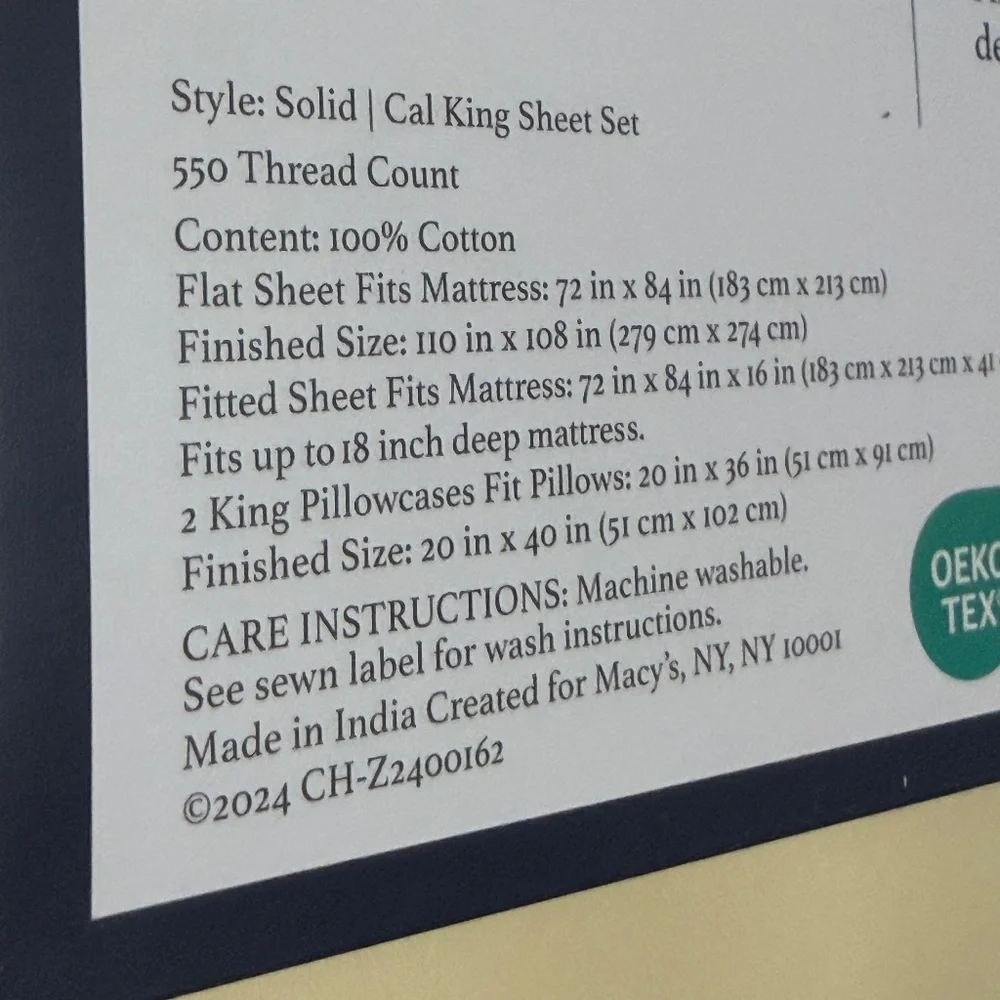 BUTTERCUP YELLOW Charter Club Damask Solid 550 TC 100% Cotton CAL KING Sheet Set